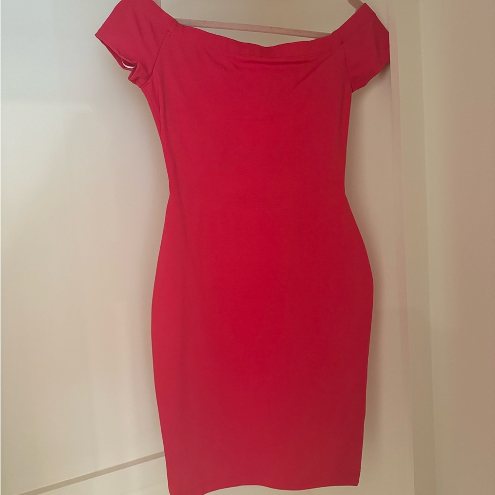 Fuchsia Off-Shoulder Dress